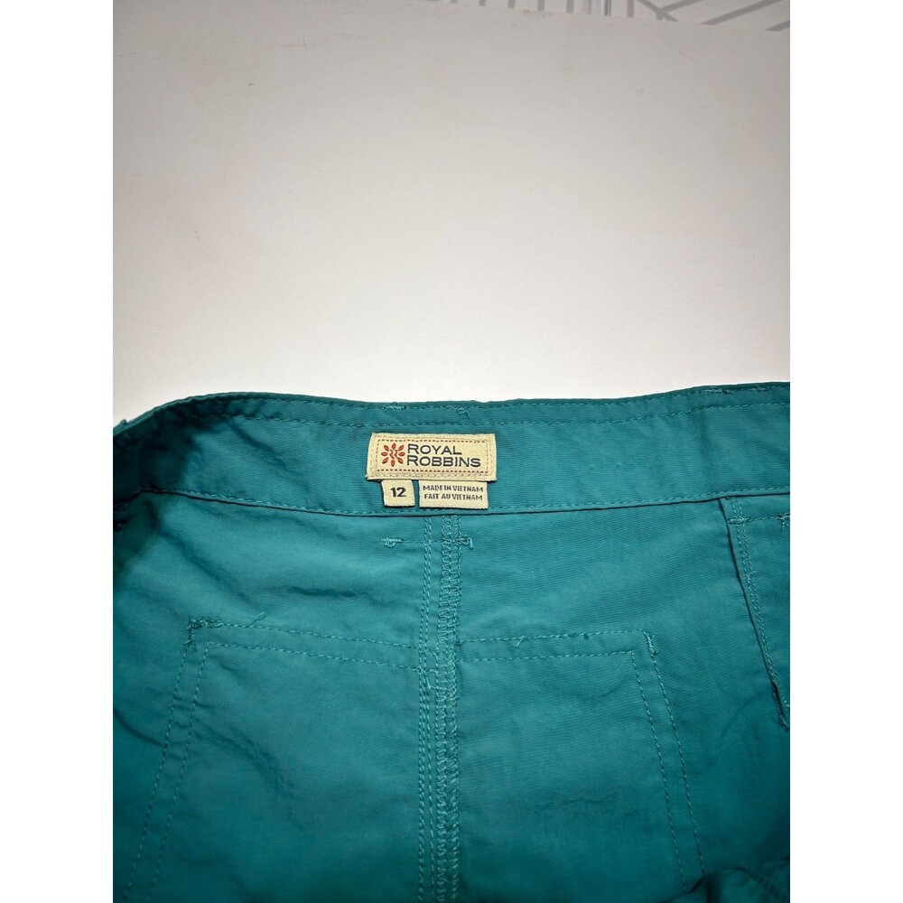 ROYAL ROBBINS Nylon Shorts Women’s Size 12 Sea Glass Teal Pockets Hiking Outdoor - Picture 4 of 10